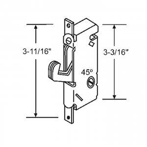 Round Face Mortise Lock with 45° Cam - SDL-1313 - Sliding Glass Door Mortise Locks